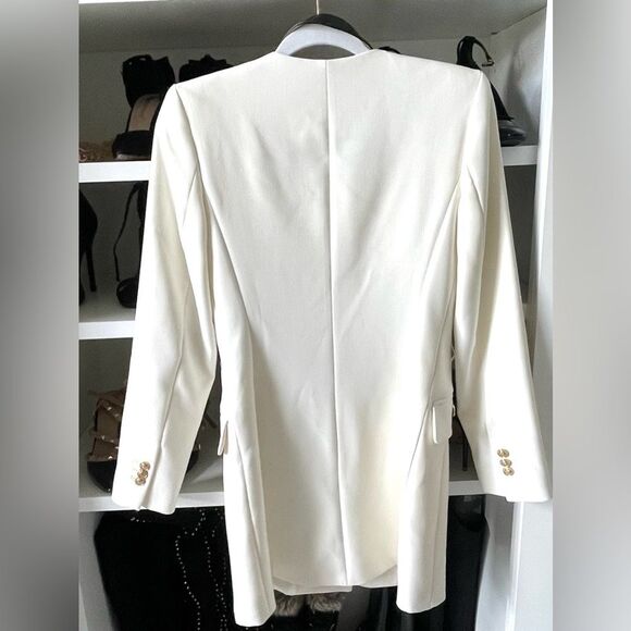NWT ELEGANT WOMEN LONG BELTED BLAZER  color Ecru Size XS - Picture 10 of 16